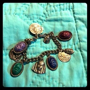 Vintage Egyptian themed costume jewelry bracelet